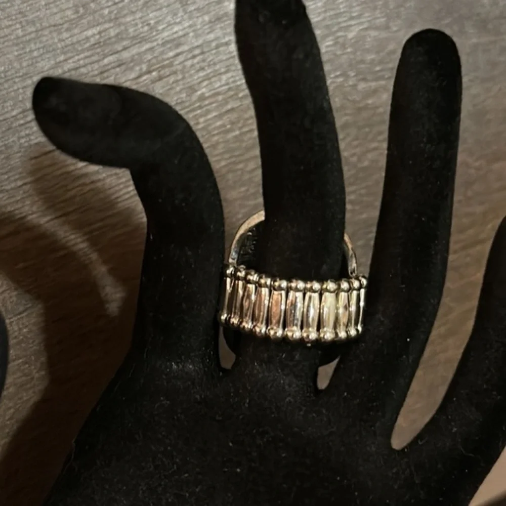 OUT On The Range orange Crackle Ring Silver Stretch Band